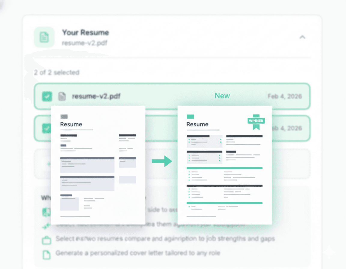 Resume comparison with highlighted differences